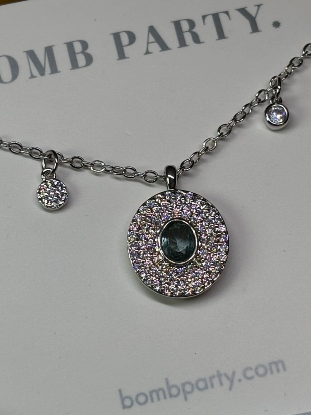 Bomb Party "Sparkling Details" London Blue Sapphire Drop Luxury Drop Necklace